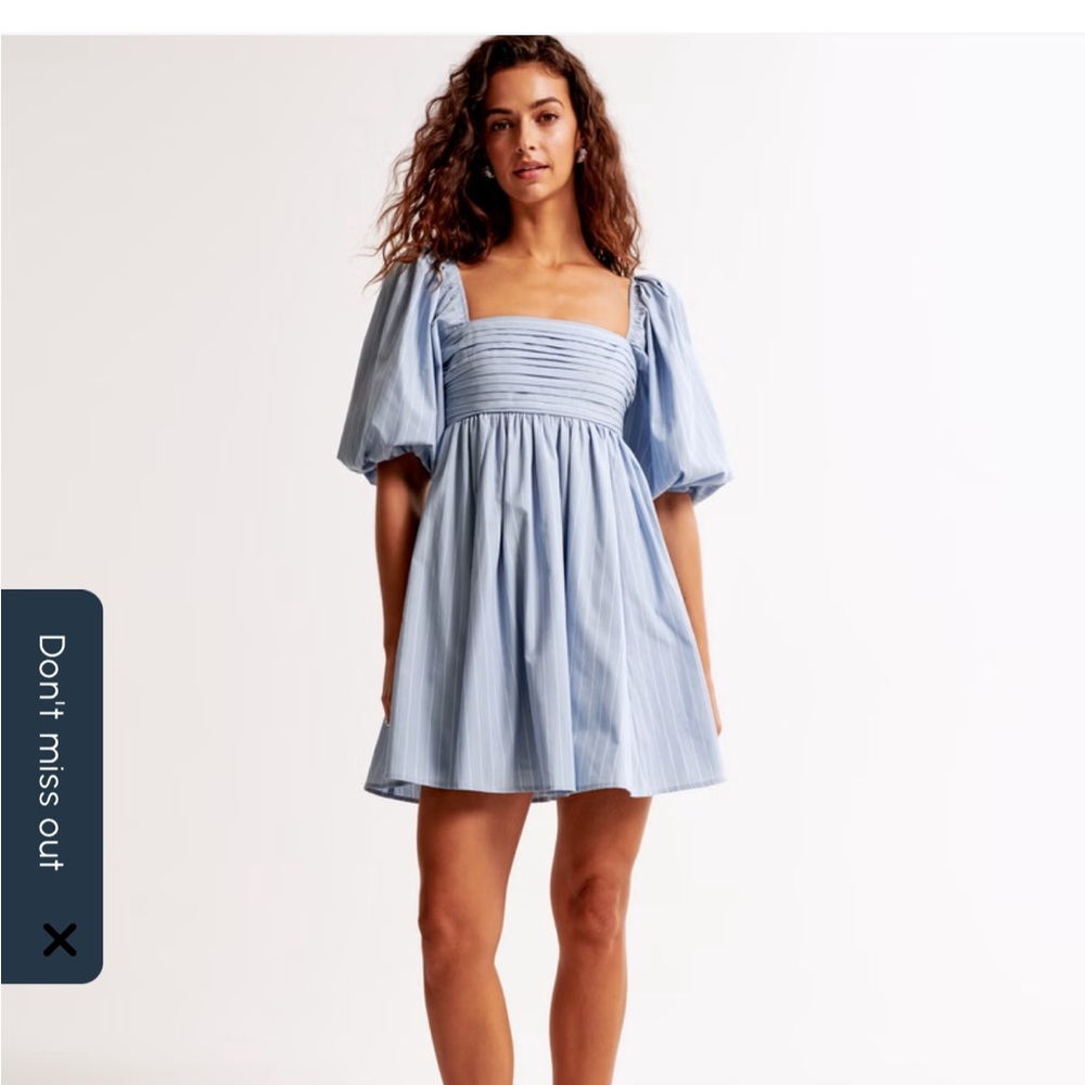 Abercrombie & Fitch Light Blue Puff Sleeve Mini Dress